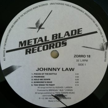 Johnny Law – Johnny Law  Vinyl, LP, Album  media EX cover GENERIC