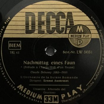 Claude Debussy, Maurice Ravel, L'Orchestre De La Suisse Romande, Ernest Ansermet – Nachmittag eines Faun, Alborado del Gracioso Vinyl, 10", 33 ⅓ RPM  media VG+ cover VG