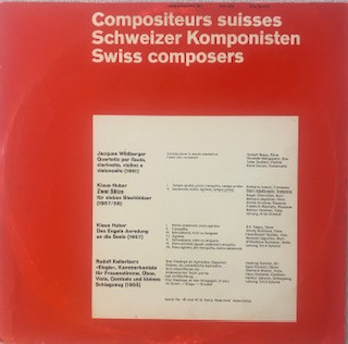 Jacques Wildberger, Klaus Huber, Rudolf Kelterborn – Quartetto Per Flauto / Zwei Sätze Für 7 Blechbläser / Des Engels Anredung / Elegie Vinyl, LP, Album, Mono media NM cover VG